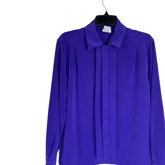 KORET Womens Purple Long Sleeve Button Front Pleated Blouse Top Size 8 8 - Picture 5 of 14